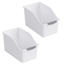 2 Pieces Curved Design Storage Boxes - Heavy-duty Plastic Organizer