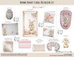 Cot Duvet Bedding Brown Bunny Floral Rosarium Set