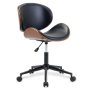 Ergonomic U-type Backrest Wood 360 Swivel Office Chair With Gas Lift - Black