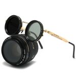 Jollynova Adjustable Tint Sunglasses 1-9 Gears Steampunk Retro Metal Round Polarized Glasses With Nd Filter Lenses Gold