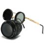 Jollynova Adjustable Tint Sunglasses 1-9 Gears Steampunk Retro Metal Round Polarized Glasses With Nd Filter Lenses Gold