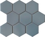 Large Hexagon Teal Matt Mosaic
