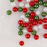 25-500PCS 4-10MM Christmas Simulation Red Green And White Pearls Sprinkle Paper For Diy Bracelet Necklace Jewelry Making Craft S