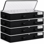 90L Underbed Storage Containers Clothes Blankets Winter & Handles - Black