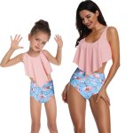Matching Mom Or Daughter Soft Pink And Blue Floral Two-piece Bikini - XL