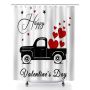 180X180CM Truck Valentine's Day Polyester Shower Curtain With Plastic Hooks