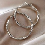 Simple Twisted Pleated Hoop Earrings Iron Jewelry Vintage Leisure Style Suitable For Women Daily Casual