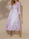 Elegant Floral V-neck Midi Dress For Women - Polyester Knit Fabric With Elastane Spring/summer/fall Peplum Style Adult Elegant L