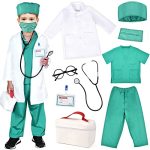 Toylink Kids Doctor Costume Pretend Play Kit With Lab Coat Carrying Bag Accessories Halloween Doctor Dress Up For Boys Girls