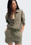Linen-blend Shorts - Khaki Green