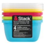 &stack Plastic Storage Container Set With Lids 1L 4-PIECE