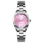 Skmei Ladies' Elegant Wristwatch Silver Tone Crystal-accented Pink Dial