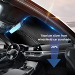 Upgraded Thickened Car Sunshade - Foldable Front Windshield Heat Insulation & Uv Protection Curtain Large Size 144.78X78.74 Cm I