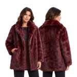Plush Fur Coat Wine