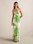 Sloane Printed Satin Maxi Dress - 16 Green Mora