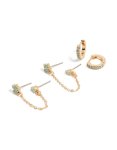 Goldair Gold Light Blue Cubic Zirconia Chain Flower & Huggie Earrings Pack