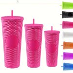 Large Capacity Reusable Tumbler Cup With Straw Perfect For Outdoor Activities Available In Multiple Colors