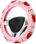 Automotive Interior Hand-crocheted Pink Strawberry Car Steering Wheel Cover