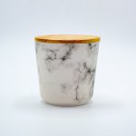 Round Printed Canister With A Bamboo Lid - Marble