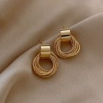 1PAIR Simple Stud Earrings Fashion Geometric Multi-layer Circle Earrings For Men