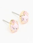 Goldair Gold Pink Diamante Pear Stud Earrings