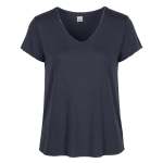 Lurex Trim Basic Knit Top - Navy L xl