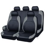 9PCS SET Faux Leather Car Seat Covers- Universal Fit All-season Sponge Filler Hand Washable - Pvc Stitched Auto Seat Protector