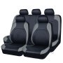 9pcs/Set Faux Leather Car Seat Covers- Universal Fit All-Season Sponge Filler Hand Washable - PVC Stitched Auto Seat Protector