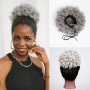 Curly Puff Drawstring Ponytail Hair Extensions Short Afro Bun For Women Synthetic Heat-resistant Fiber Easy To Attach