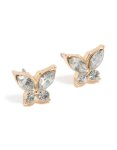Goldair Gold Clear Diamante Butterfly Stud Earrings