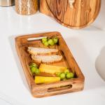 Acacia Wooden Rectangular Tray With Handles Natural