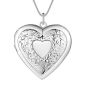 Silver Designer Locket Necklace With Heart Filigree Motive