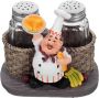 Chef Statue Salt & Pepper Shaker Set Seasoning Containers Kitchen Spice