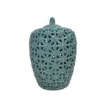 Ginger Jar Criss-cross Design Turquoise 23.5X23.5X32.5CM