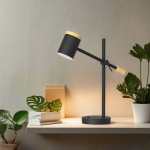 Milo Metal And Wood Table Lamp In Matt Black Matt White - Matt White