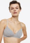 2 Pack Padded Cotton Bras - Light Grey Marl & Black