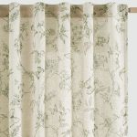 Jinchan Floral Linen Curtains For Living Room 84 Inch Length Printed Toile Curtain Sage Green Light Filtering French Country Far