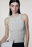 Ribbed Vest Top - Light Grey tu Es Belle