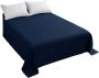 Saer Cotton Blend Navy Blue Flat Bed Sheet - Single