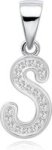 S925 Sterling Silver Alphabet Pendant With Swarovski Zirconia Letter S