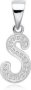 S925 Sterling Silver Alphabet Pendant With Swarovski Zirconia Letter S