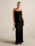 Presley Diamante Strap Satin Maxi Dress - 20 Black