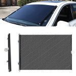 2 Pcs Suction Cup Car Shade Curtain Window Telescopic Roller Blind Size: 40X125CM Black Mesh