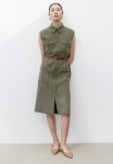 Belted Cargo Dress - Dark Khaki Green