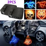 2PCS Wireless Car Door Welcome LED Light Lamp Projector Lamp 3D Blue Light Fire Tiger Fire Horse Blue Horse Fire Skull Car Door