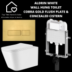 Alula White Wall Hung Toilet With Cobra Gold Flush Plate & Concealed Cistern