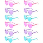 12PCS Assorted Colors Heart-shaped Rimless Fashion Glasses Transparent Frameless Eyewear Fashion Accessory For Women & Girls Ide