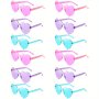 12pcs Assorted Colors Heart-Shaped Rimless Fashion Glasses Transparent Frameless Eyewear Fashion Accessory For Women & Girls Ideal For Birthday & Summer Parties Bachelorette Events For Music Festival
