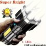 1pc Rechargeable USB Flashlight With 4 LED And COB Side Lights For Outdoor Camping And Fishing With 4 Modes Durable And Convenient