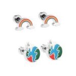 Travel The World & Rainbow Earrings - In 304 Stainless Steel